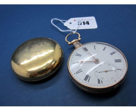 An 18ct Gold Cased Pair Case Pocketwatch, the dial with black Roman numerals and seconds subsidiary dial, the movement signed