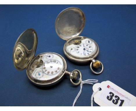 Hebdomas Patent 8 Days Swiss Made; A Hallmarked Silver Cased Openface Pocketwatch, the signed dial with Roman numerals, two s