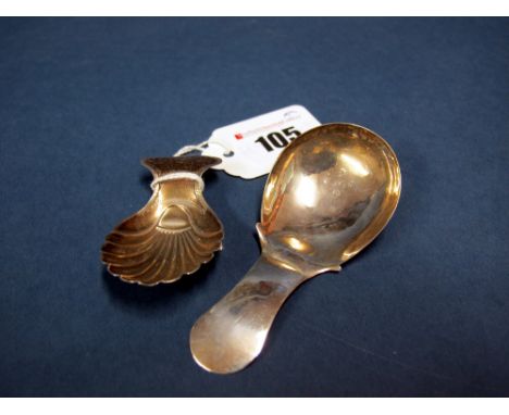 A Hallmarked Silver Caddy Spoon, Peter & Ann Bateman, London 1796, with shell bowl; Together with Another Caddy Spoon. (2)