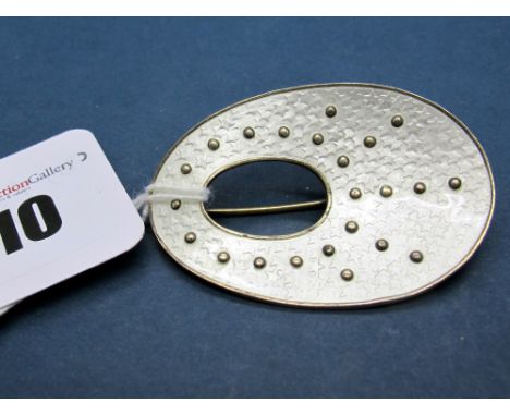 Oystein Balle; A Norwegian Enamel Brooch, of oval design, highlighted in white, stamped "Balle 925S" "Sterling Norway". 