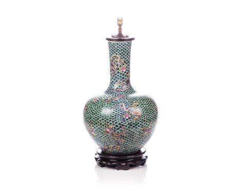 A CHINESE FAMILLE ROSE ‘PHOENIX AND PEONY’ BOTTLE VASE, TIANQIPING, QING DYNASTY, LATE 19TH CENTURY The bulbous body rising t