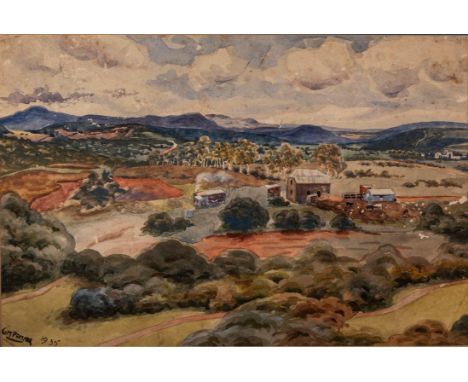 George Mnyaluza Milwa Pemba (South African 1912-2001) NEAR KING WILLIAM'S TOWN Signed, dated 1935 watercolour on paper George