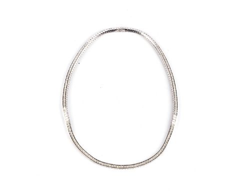 A DIAMOND NECKLACE Designed as a line of channel-set princess-cut diamonds weighing approximately 15.03ct in total, approxima