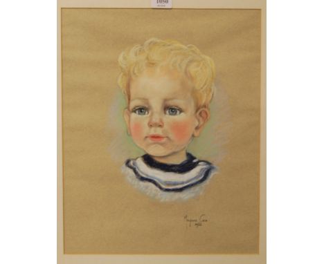 Marjorie Cox (1915-2003) - Portrait study of a young boy, pastel, signed and dated 1966, 38 x 30cm