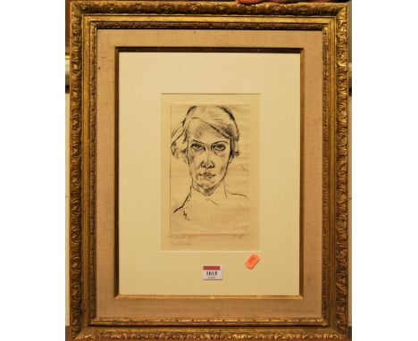 Early 20th century German Expressionist school - Head and shoulders portrait study, etching, 21 x 13cm