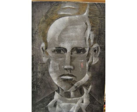 Mid-20th century Cubist style - French self-portrait, oil on canvas, 45 x 30cm