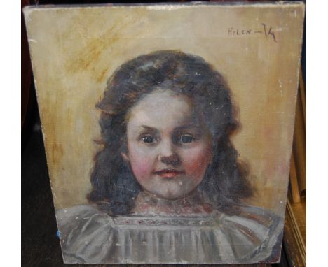 Early 20th century English school - Portrait of Helen, oil on canvas, 36 x 30cm