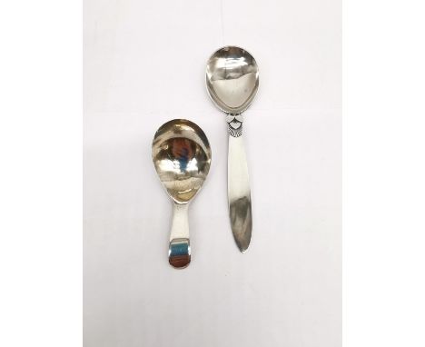 Georg Jensen, Danish, an early 20th Century Danish sterling silver Cactus pattern caddy spoon, hallmarked GJ Ltd, import mark