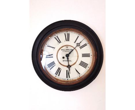 Late 19th / early 20th century Mahogany circular cased wall clock, the face with Roman numerals and marked ' Millard &amp; So