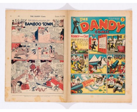 Dandy Comic No 46 (1938) with pg 5 first illustrated ad for Dandy Monster Comic No 1. Bright covers, cream/light tan pages, s