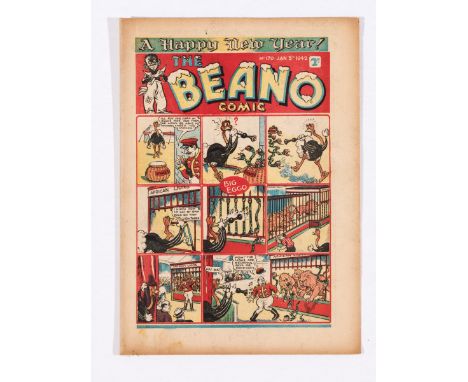 Beano 170 (1942) New Year. Propaganda war issue. 'V for Victory - B for Beano!' Doubting Thomas gets a black eye collecting w