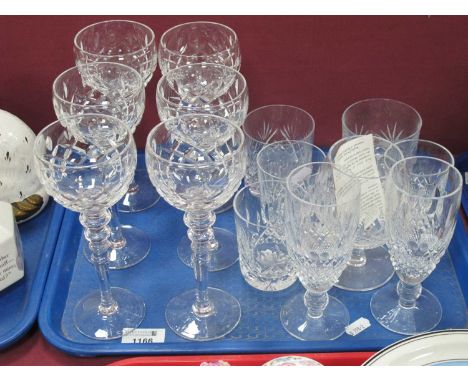 Two Waterford Crystal 'Colleen' Pattern Champagne Flutes and a Brandy Glass, other cut glassware:- One Tray