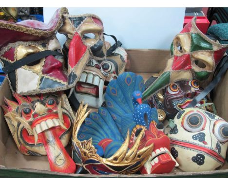 Venetian and African Style Masks, including 'Capricci', 'Indonesia', 'Venezia', in varying materials (10):- One Box.