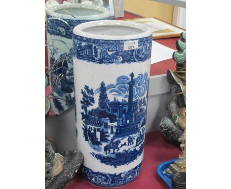 XIX Century Style Blue-White Porcelain Stick Stand, 46cm high.