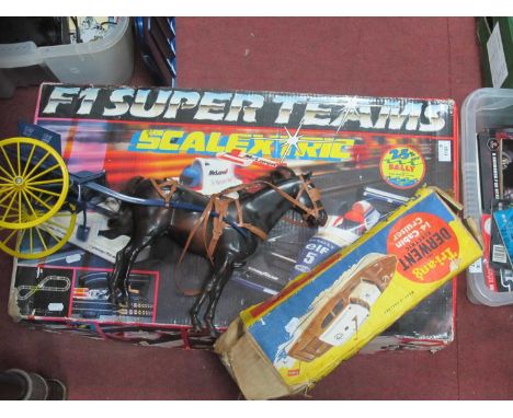 Scalextric Set - 'F1 Super Teams', with two cars, boxed. a Sindy Horse and Trap and a Tri-ang Drewent Cabin Cruiser, boxed, a