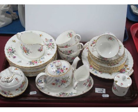 Minton 'Marlow' Pattern Teaware, comprising small teapot, milk jugs (2), sugar bowl, preserve pots (2), sandwich plate, four 