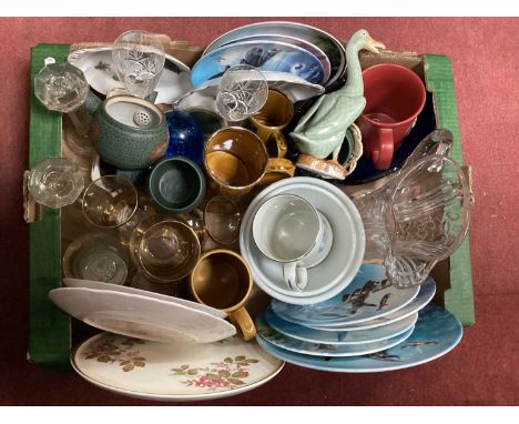 Royal Worcester Cabinet Plates, "Low Over the Lake", Hold at 60 Foot. Glass ware, Guinness tankard, etc:- One Box.