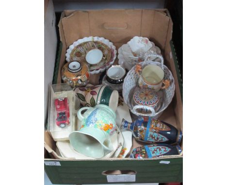 Oriental ceramics; Japanese ginger jar, Noritake cup and saucer, pair of vases together with Foley Queen Victoria trio, other