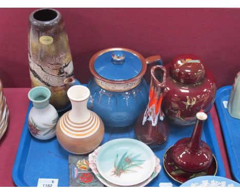 Lascaux Seyei Vase, 23.5cm high. Carlton ware ginger jar, pottery teapot, Mailing and other ceramics:- One Tray.