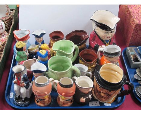 Siltone Pottery character jug, pair of Burlington ware Humpty Dumpty jugs, various character salt and pepper pots, other char