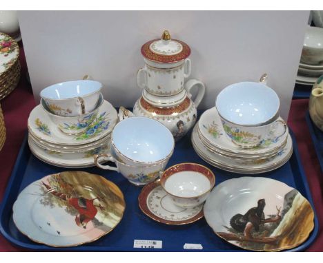 Apilco Porcelaine De Luxe Tall Teapot featuring Napolean, cup and saucer, Tuscan tea ware, etc:- One Tray
