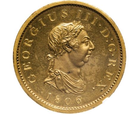 UNITED KINGDOM. George III, 1760-1820. Copper penny, 1806. Soho Mint. Gilt proof. Laureate and draped bust of King George III