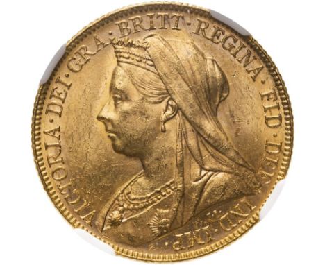 AUSTRALIA. Victoria, 1837-1901. Gold sovereign, 1897 M. Melbourne. Old, veiled bust left, T.B. below; VICTORIA · GRA · BRITT 