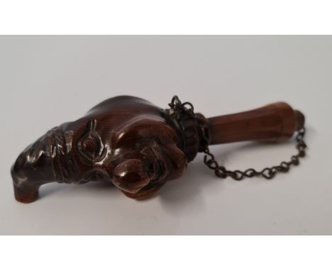 A 19th century carved face Punch screw mechanism nutcracker. IMPORTANT: Online viewing and bidding only. No in person collect
