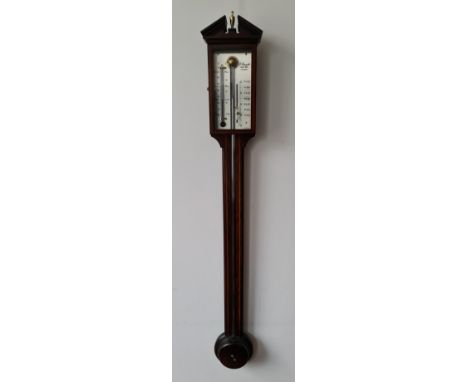 An O. Committi and Son London mercury filled mahogany inlaid stick barometer, height 98cm. IMPORTANT: Online viewing and bidd