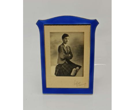 *A silver and blue guilloche enamel fronted photograph frame, hallmarked Birmingham 1929, with makers mark for Albert Carter,