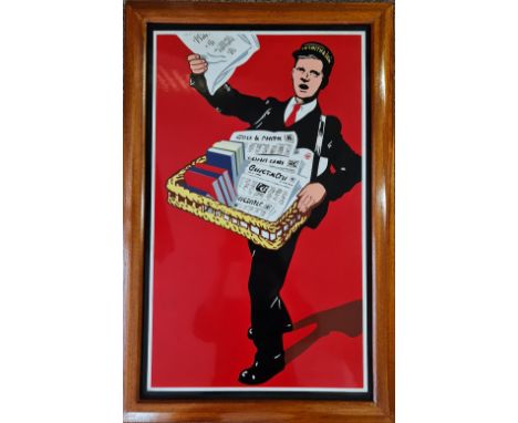 A W.H.Smith &amp; Son enamel shop sign depicting a boy handing out newspapers. IMPORTANT: Online viewing and bidding only. Co