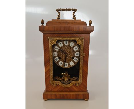 A F Mauthe German marquetry inlaid clock. height 36cm IMPORTANT: Online viewing and bidding only. Collection by appointment v