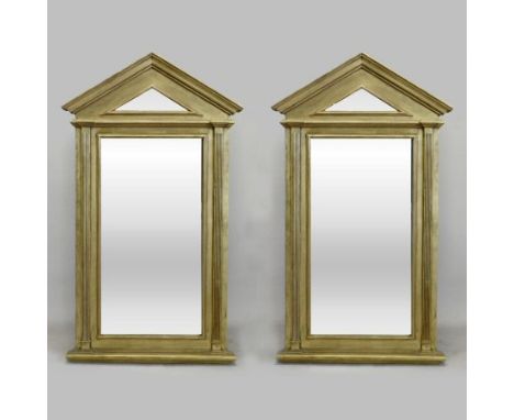 A pair of gilt framed wall mirrors, of architectural form, each 189 x 109cm