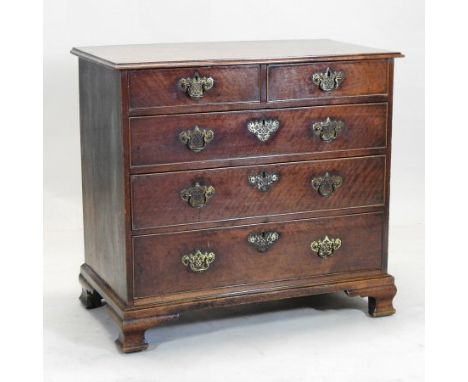 A George III mahogany chest, containing two short above three long graduated drawers, on bracket feet, 93cm