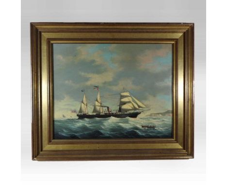 Salvatore Colacicco, (b1935), an American steam sailing vessel, signed, oil on panel, 40 x 50cm
