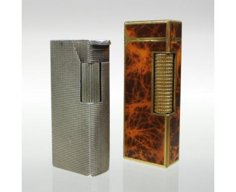 A Dunhill vintage U.S. patent gold plated cigarette lighter, circa 1970's, with a simulated case, in original box, together w