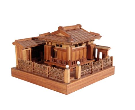 FINE JAPANESE BAMBOO MODEL OF A TEA HOUSE, MEIJI / TAISHO PERIOD, 23cm wide
