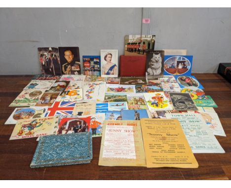 Postcards and vintage birthday cards to include two autograph books with signatures from David Batton, Sylvester Stuart, Mary