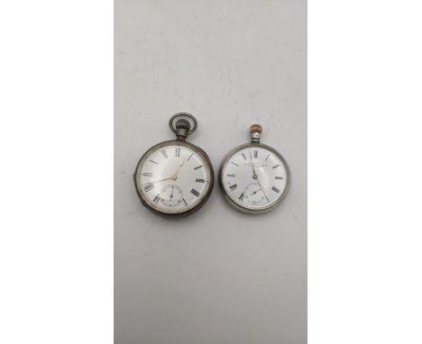 Two early 20th century silver open faced keyless wound pocket watches, one having a signed dial, inscribed 'Bravington'Locati