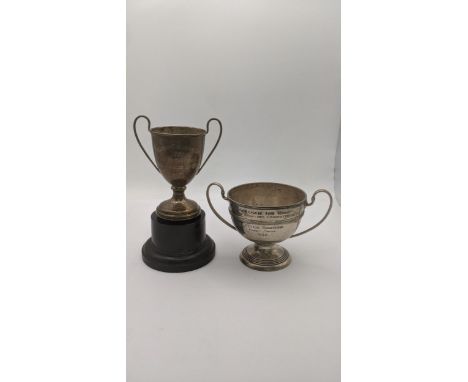 Two silver trophy cups to include one example entitled to Birmingham ice rink 1933, 112.4g together with one other on a weigh