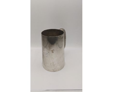 A silver pint tankard initialled hallmarked Sheffield 1943, 346g Location:If there is no condition report shown, please reque