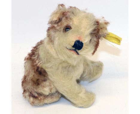 Small Steiff mohair seated terrier puppy dog, swivel head, H10cm 