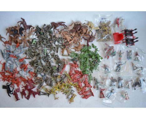 Extensive collection of toy model figures, mostly plastic to include Britain's, Corgi, Cherilea, Crescent Toys, Lone Star, et