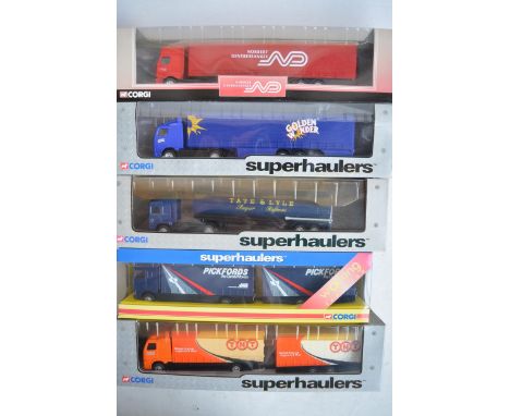 Five Corgi diecast articulated truck models to include Superhaulers, contents appear at least near mint), 6 x Corgi 1/50 limi