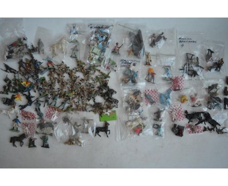 Collection of plastic toy figures, various manufacturers to include Britain's, Johillco, Crescent, Lone Star, Scalextric figu