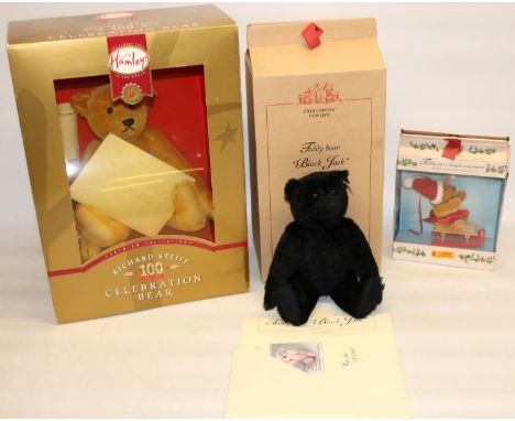 Three Steiff bears. Including Hamleys limited edition one hundred years of Richard Steiff bear, Teddy Bear 'Black Jack' limit