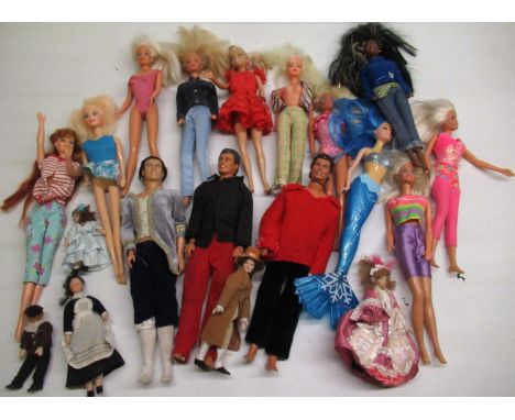 Ten 1980s-2000s Mattel Barbie and Ken dolls, other similar dolls and a family of bisque headed dolls house dolls (Qty) 