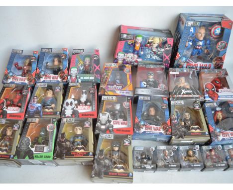 Collection of Jada Metalfigs diecast superhero caricatures , all as new in boxes, diecast model vehicles (Minions, 2 motorbik