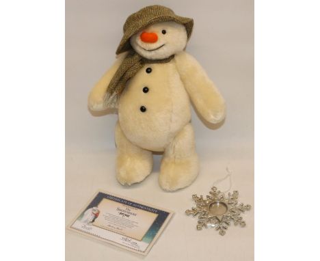 Merrythought/Danbury Mint: The SnowmanTM limited edition soft toy, with snowflake ornament set with a The Snowman uncirculate