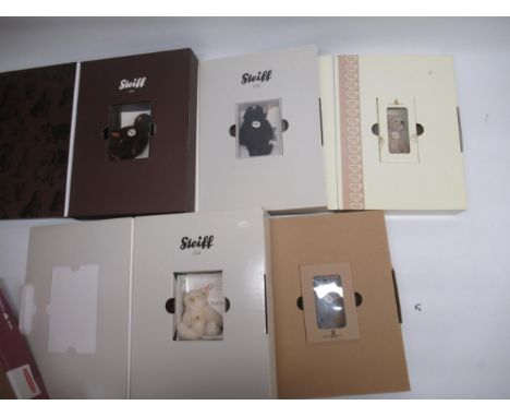 Steiff club boxed miniature bears; 2004, 2005, 2008, 2009, 2011 